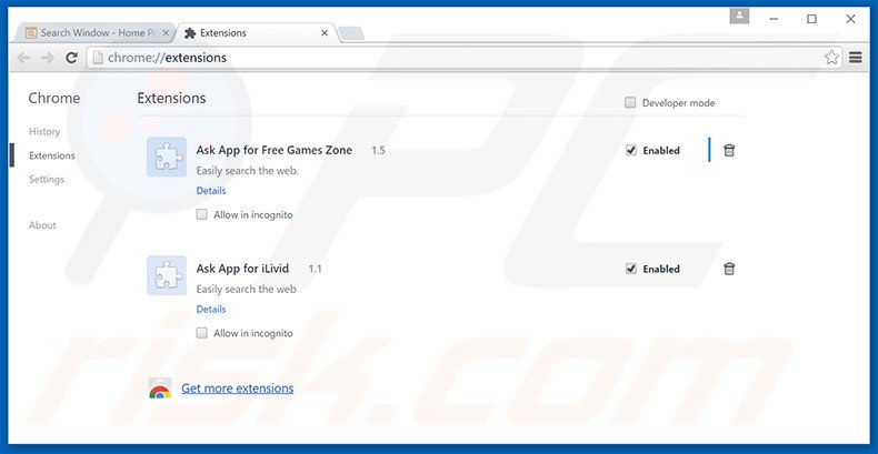 Verwijder de Search Window advertenties uit Google Chrome stap 2