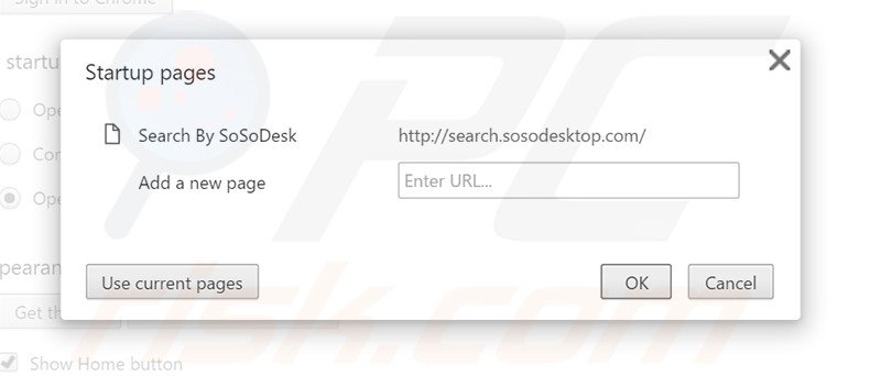 Verwijder search.sosodesktop.com als startpagina in Google Chrome