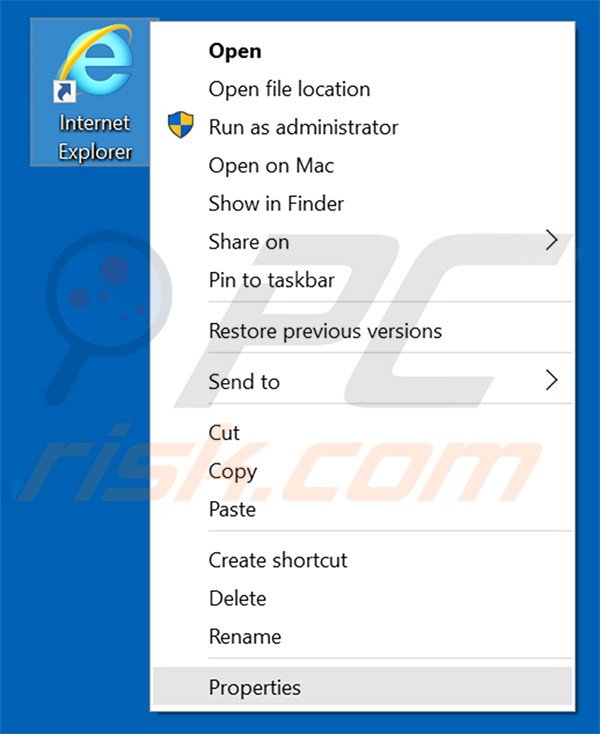 Verwijder search.sosodesktop.com als doel van de snelkoppeling naar Internet Explorer stap 1