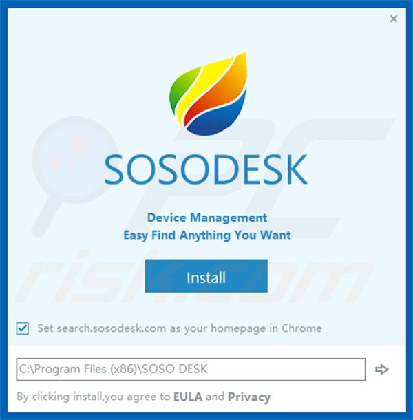 Officiële SOSO DESK browser hijacker installatie set-up