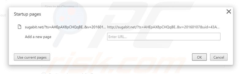 Verwijder sugabit.net als startpagina in Google Chrome