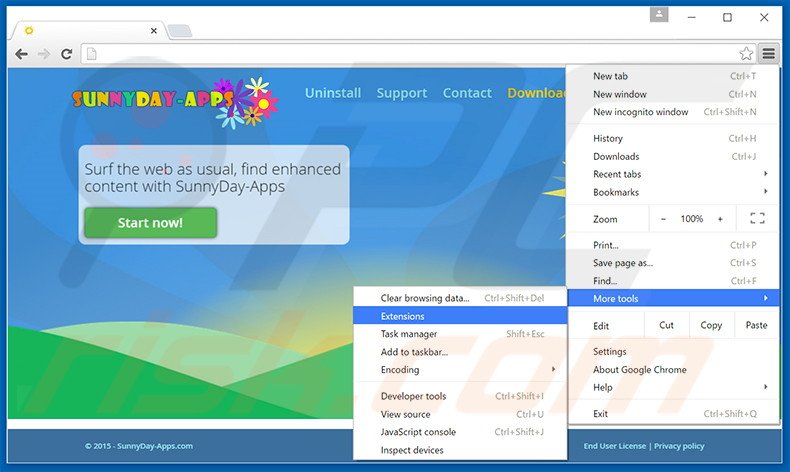 Verwijder de SunnyDay-Apps  advertenties uit Google Chrome stap 1