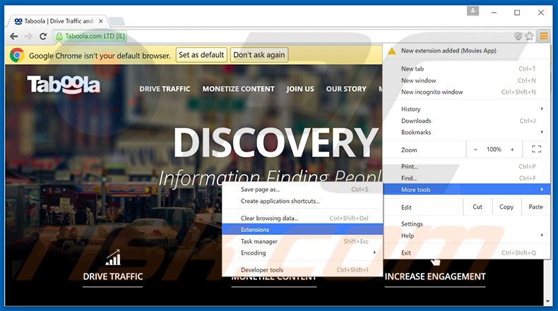 Verwijder de Taboola advertenties uit Google Chrome stap 1