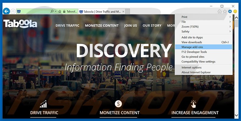 Verwijder Taboola advertenties uit Internet Explorer stap 1