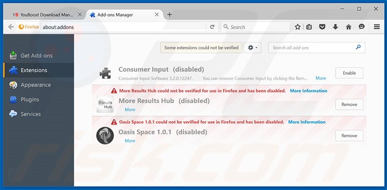 Verwijder de YouBoost advertenties uit Mozilla Firefox stap 2