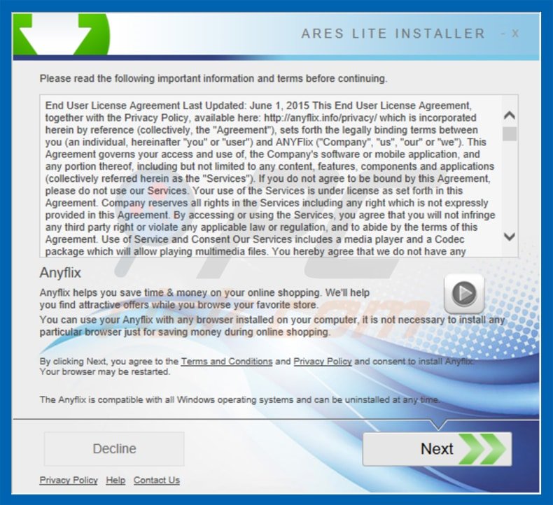 anyflix adware installer