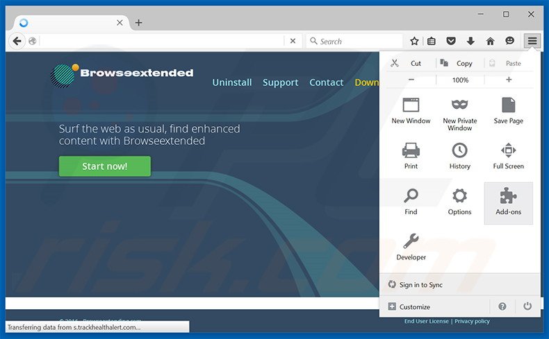 Removing Browseextended ads from Mozilla Firefox step 1