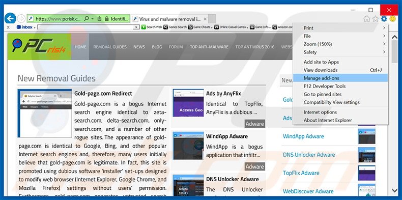 Verwijder de CoronaBorealis advertenties uit Internet Explorer stap 1