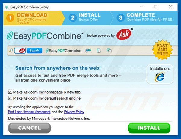 Official EasyPDFCombine browser hijacker installatie-setup