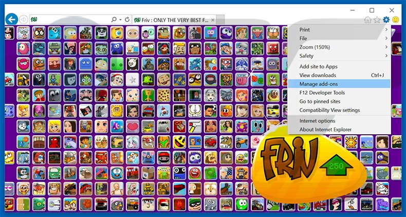 Verwijder de Friv Launcher advertenties uit Internet Explorer stap 1