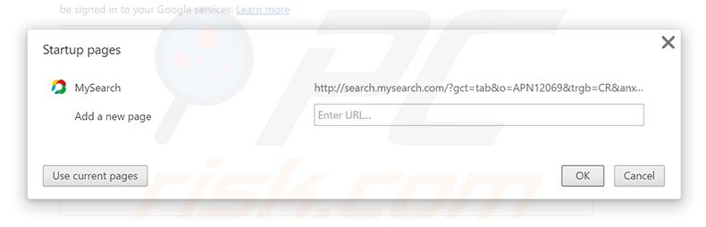 Verwijder search.mysearch.com als startpagina in Google Chrome