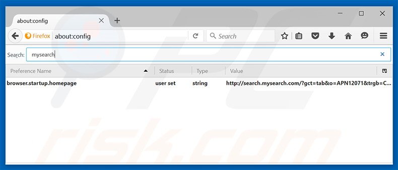 Verwijder search.mysearch.com als standaard zoekmachine in Mozilla Firefox