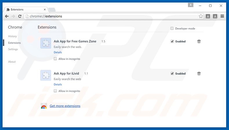 Verwijder gold-page.com gerelateerde Google Chrome extensies