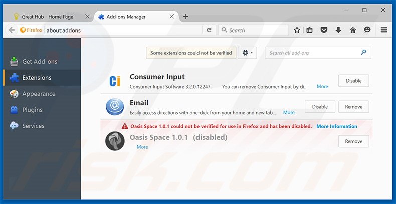Verwijder de Great Hub advertenties uit Mozilla Firefox stap 2