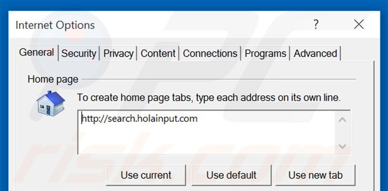 Verwijder search.holainput.com als startpagina in Internet Explorer