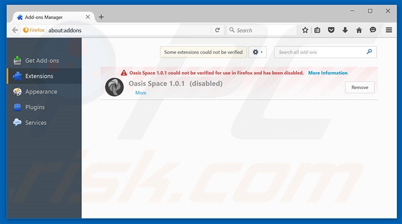 Verwijder aan hohosearch.com gerelateerde Mozilla Firefox extensies