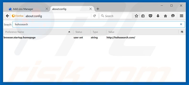 Verwijder hohosearch.com als standaard zoekmachine in Mozilla Firefox