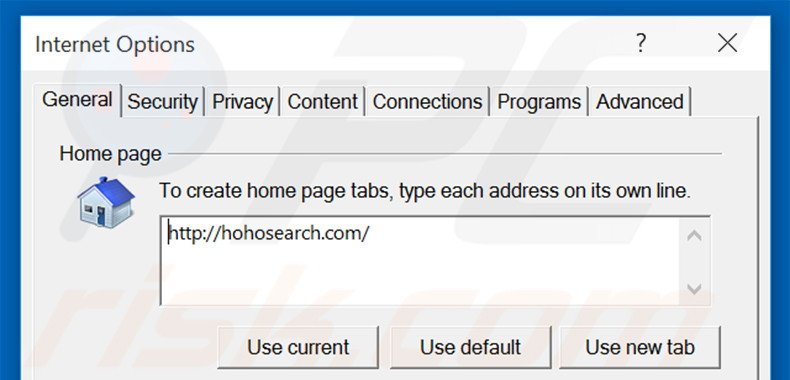 Verwijder hohosearch.com als startpagina in Internet Explorer 