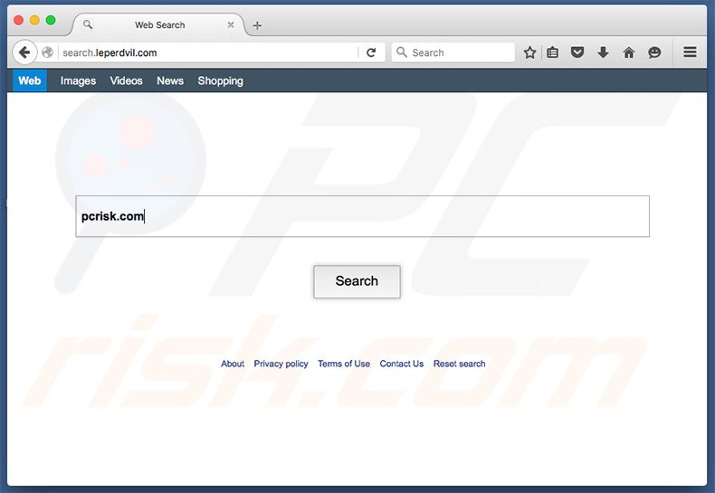 search.leperdvil.com browserkaper op een Mac computer