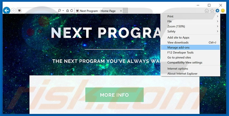 Verwijder de Next Program advertenties uit Internet Explorer stap 1