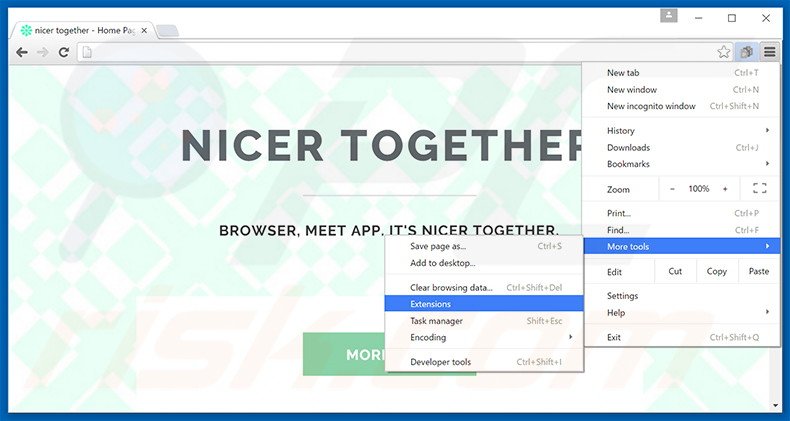 Verwijder de Nicer Together  advertenties uit Google Chrome stap 1