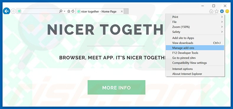 Verwijder de Nicer Together advertenties uit Internet Explorer stap 1