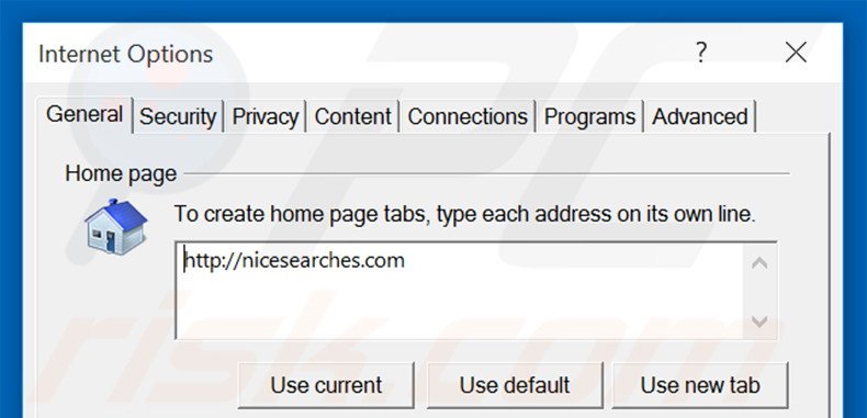Verwijder nicesearches.com als startpagina in Internet Explorer