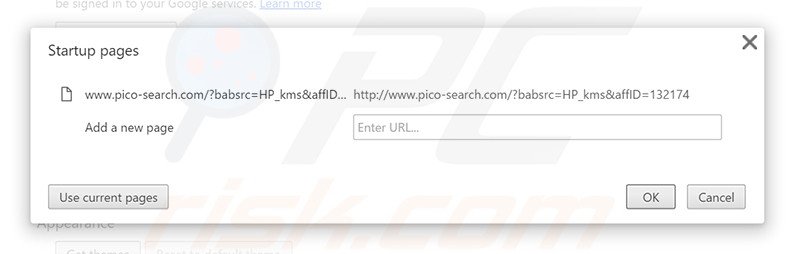Verwijder pico-search.com als startpagina in Google Chrome