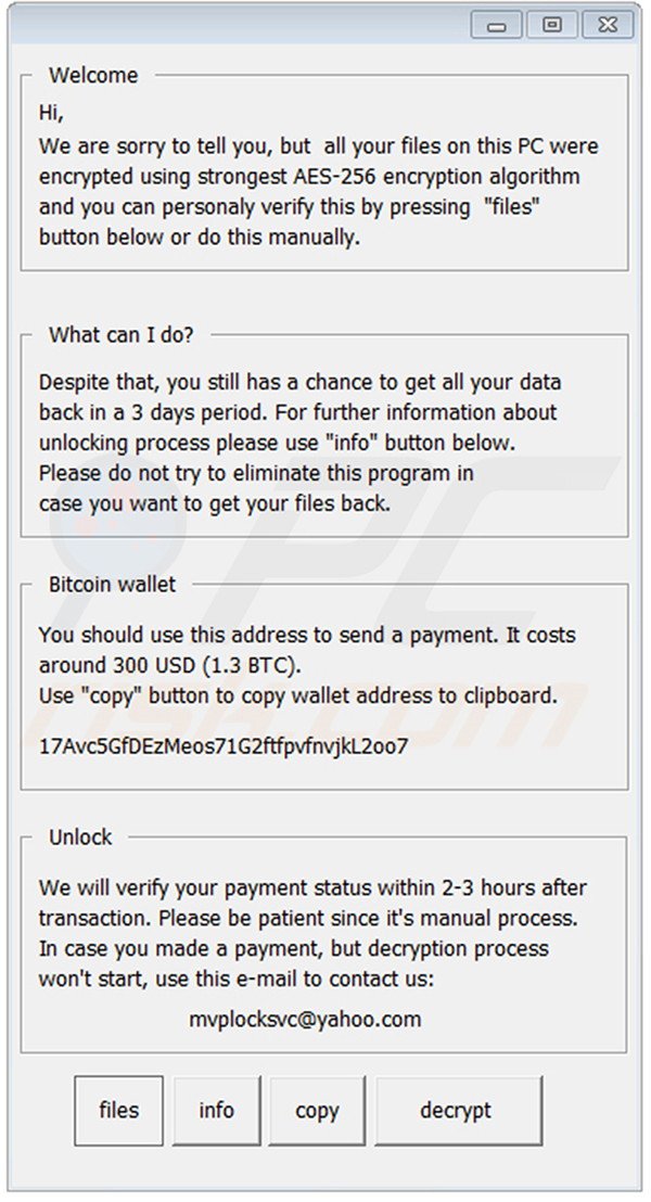 RackCrypt losgeld pop-up bericht