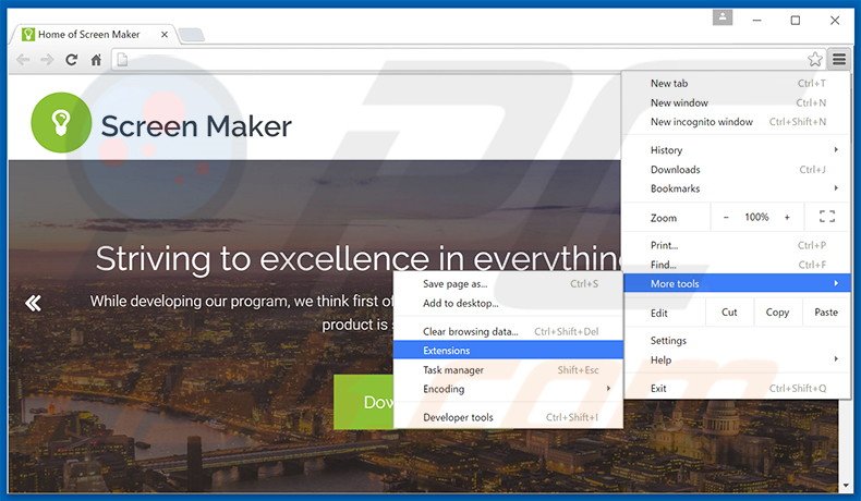 Verwijder de Screen Maker advertenties uit Google Chrome stap 1