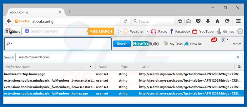 Verwijder search.mysearch.com als standaard zoekmachine in Mozilla Firefox