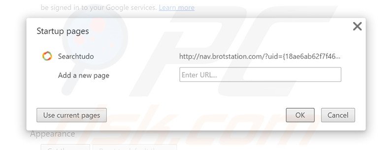 Verwijder nav.brotstation.com als startpagina in Google Chrome