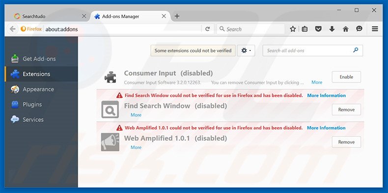 Verwijder searchtudo.com gerelateerde Mozilla Firefox extensies