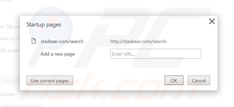 Verwijder stadsear.com als startpagina in Google Chrome