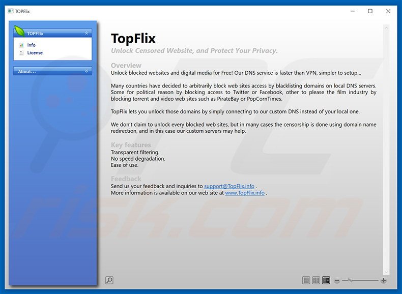 Misleidend programma van het adware-type TopFlix