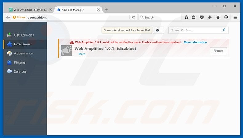 Verwijder de Web Amplified advertenties uit Mozilla Firefox stap 2