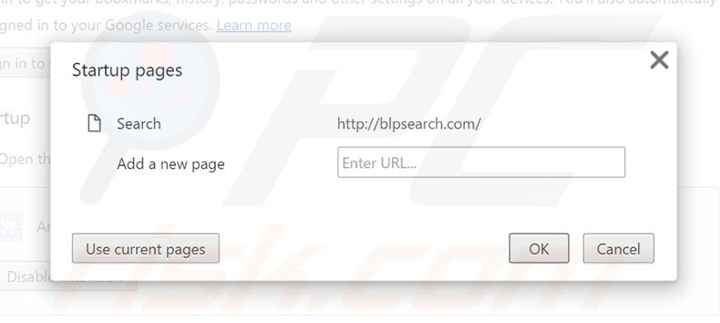 Verwijder blpsearch.com als startpagina in Google Chrome