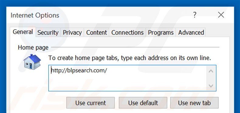 Verwijder blpsearch.com als startpagina in Internet Explorer