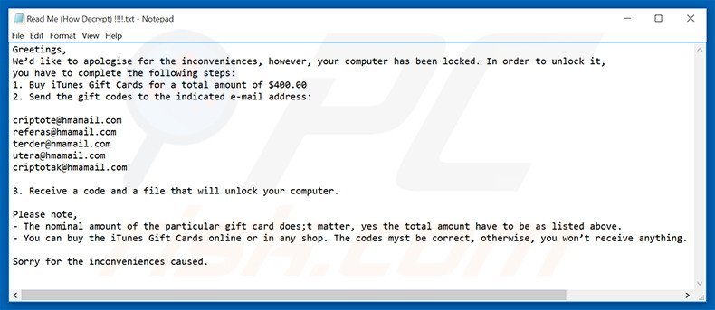 ENCRYPTED ransomware tekstbestand