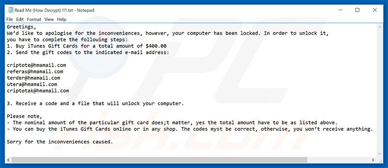 ENCRYPTED ransomware tekstbestand