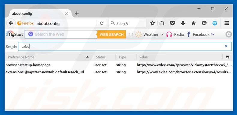 Verwijder exlee.com als standaard zoekmachine in Mozilla Firefox