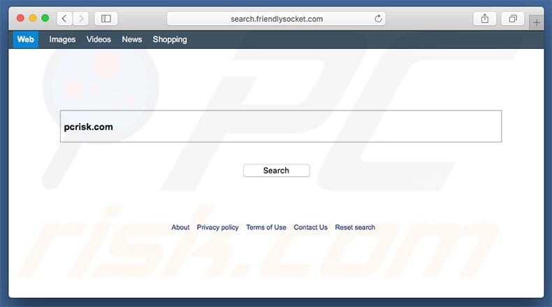 search.friendlysocket.com browserkaper op een Mac computer