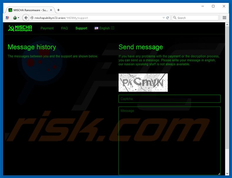 MISCHA ransomware web ondersteuning
