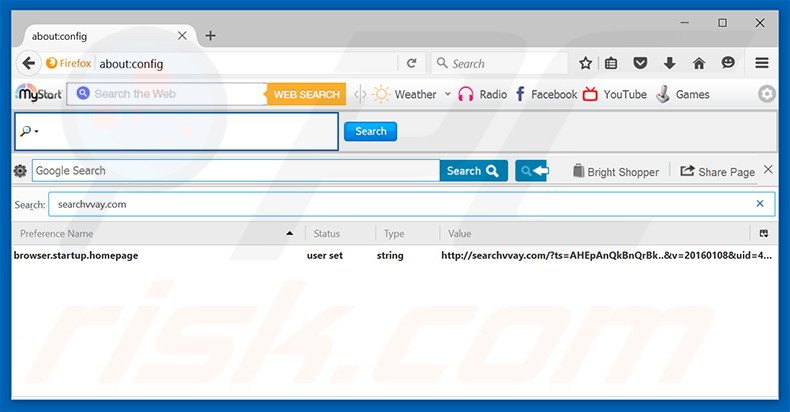 Verwijder searchvvay.com als standaard zoekmachine in Mozilla Firefox