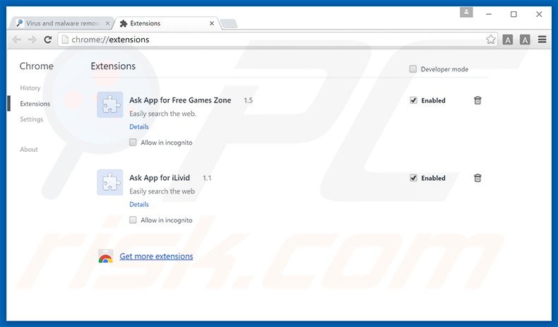Verwijder de Social2Search advertenties uit Google Chrome stap 2