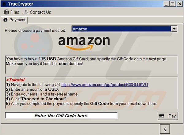 TrueCrypt decrypter accepteert Amazon Gift Cards