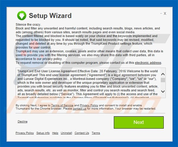 Installer gebruikt om de TrumpKard adware te verspreiden