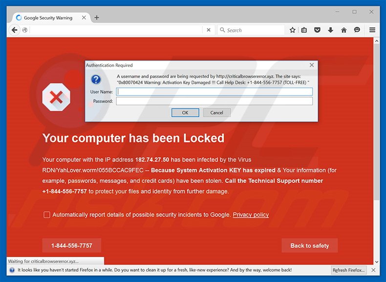 YOUR COMPUTER HAS BEEN BLOCKED - JE COMPUTER WERD GEBLOKKEERD oplichting variant 2 deel 1