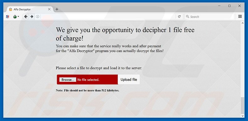 Alpha ransomware ontsleutel gratis 1 bestand