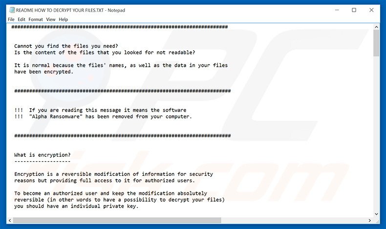 Alpha decryptie instructies